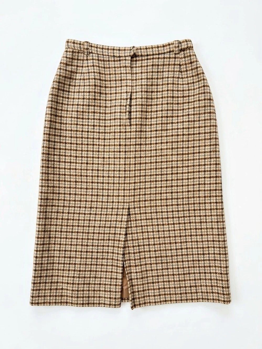 Vintage Pendleton Checkered Midi Skirt in Brown & Beige Like New